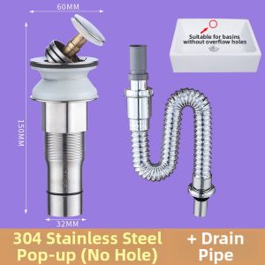 Stainless Steel Press Pop-Up Drain Odor Prevention Sink Stopper