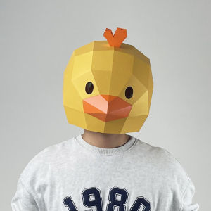Adorable Chicken Headband Animal Full Face Mask 3D Handmade Paper Folding Childrens Toy Party Photography Props Kids Costume