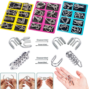 FUNToy Mainan sulap trik unlock puzzle material Stainless puzzle Mainan edukasi anak Brain Game 8in1