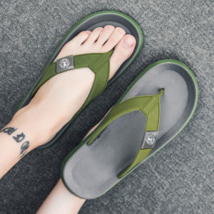 รองเท้าแตะชายหาดแบบสวมสบายสำหรับผู้ชายในช่วงฤดูร้อน รองเท้าแตะแบบสวมสบายสำหรับกลางแจ้ง กันลื่น ด้านในทำจากยาง สวมใส่สบาย แฟชั่นสำหรับกลางแจ้ง