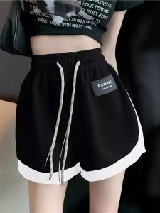 Quần Short Thể Thao Màu Đen Cho Nữ Mùa Hè Quần Dài Vừa Phải Chạy Bộ Quần Rộng Quần Dài Thường Ngày Quần Năm Điểm