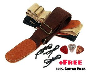 Guitar Strap Cotton [ Imported ] - Suitable for All Kinds of Guitars with + free 3pcs. Guitar Picks