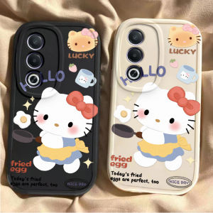 Oppo A3 Vitality Edition Phone Case Egg Fry KT Cat 5G Full Edge Soft Silicone Protective Cover Cute Cartoon Style Anti-Fall