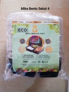 (50 pcs) Box Bento Pet Sekat 4 / Mika Bento / Tray Bento Hitam