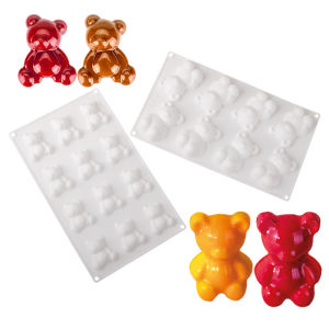 8 or 12-Cell Little Bear Design Food Grade Silicone Cake Mold Chocolate Mold Cookie Mould Dessert Baking Tools Kitchen Supplies