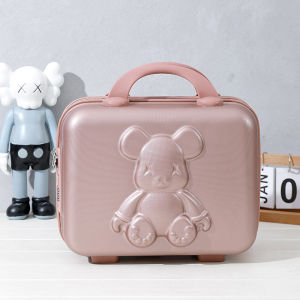 14 inch 3D GẤU vali mini Túi du lịch phim hoạt hình Hộp Mỹ phẩm túi xách mật khẩu trẻ em vali hành lí Quà Tặng hồng vàng trắng