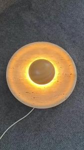 Natural Stone Wall Light LED Stone Bowl Wall Lamp Yellow Travertine Wall Sconce Bedside Restaurant Corridor Background Lighting
