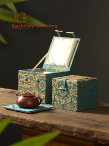 Hộp Đựng Đồ Trang Trí Trà Họa Tiết Vàng Xanh Cao Cấp Hộp Đựng Đồ Sứ Tráng Men Hộp Đựng Đồ Lưu Trữ Trà Hộp Quà Tặng