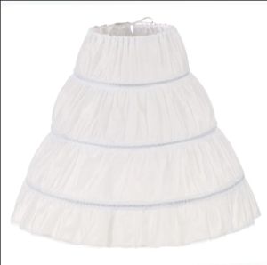 White Children kids Petticoat A-Line 3 Hoops One Layer Kids Crinoline Lace Trim Flower Girl Dress Underskirt Elastic Waist