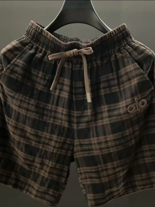 Quần Short Nam Mùa Hè Mỏng Thể Thao Thường Ngày Thời Trang Năm Điểm Thêu Kẻ Sọc Quần Short Nam Cạp Vừa Dài Đến Đầu Gối