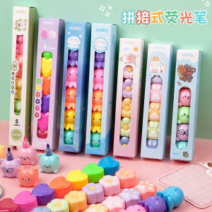 Cute Octopus Fluorescent Pen Mini Splice Flower Bear Creative Student Marking Pen Colorful Writing Tool Other Shape Gift Box