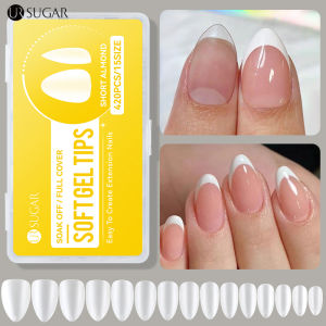 UR SUGAR 420pcs Matte Nail Soft Gel Tips Almond Coffin T Shape Full Cover Fake Nails False Nail Tips
