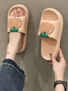 Womens Indoor Outdoor Slippers Summer 2025 Cute Pumpkin Thick Heel Massage Flat Heel EVA Comfortable Slippers for Home And Bathroom