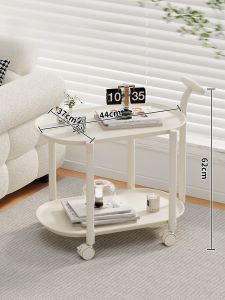 Portable Sofa Side Table Tea Table Small Cart Storage Shelf Bedroom Balcony Mini Table Cream Style Nightstand Mobile Side Table