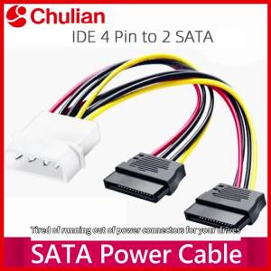IDE Molex 4 Pin to 2 X SATA Power Cable Serial ATA Y Splitter Hard Drive Dual Extension Cord Adapter Connector