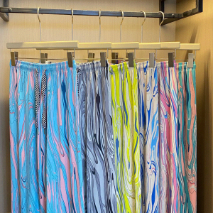 High Waist Wide Leg Pants Womens Summer Thin Ice Silk Loose Casual Floor-Length Dyeing And Bleaching Pants Straight Cut