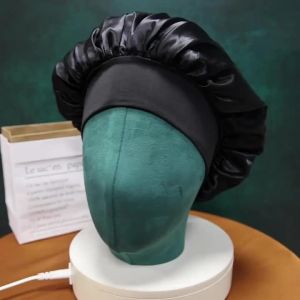 Womens Wide Brim Nightcap Silk Bonnet Hair Wrap for Sleeping Sleep Cap With Elastic Soft Band Sleep Cap With Elastic Soft Band