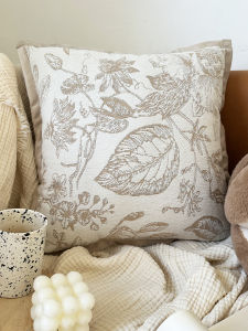 Vintage French Beige Chénille Cushion Cover
