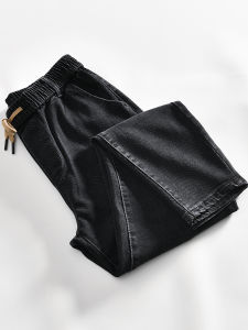 Retro Color Loose Fit Straight Leg Jeans Elastic Waist Mens Denim Pants Youthful Trend Cotton Polyester Blend Autumn Wear