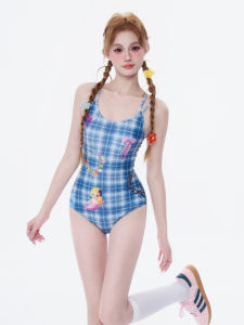 Cute Girl Student One-Piece Swimsuit Womens Briefs Two-Piece Set Conservative Hot Springs Casual Swimwear Sleeveless Tankini