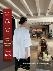 Áo Thun Nữ Cổ Tròn Thắt Nơ Màu Trắng Tay Ngắn Mùa Hè Thường Ngày Cotton Pha Nylon Dài Vừa Phải Phong Cách Công Sở