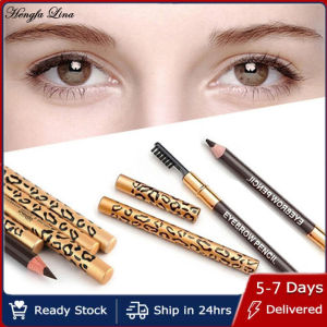 Hengfa Lina Waterproof Leopard Print Makeup Double Ended Eyebrow Pencil Brush Handy Cosmetic Pencil for Women/Girls Eyes Makeup