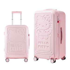 YinZhai Hello Kitty Collaborative Edition Luggage Hard Shell Cartoon Design Student Approved Pink Pull Rod KT Cat Suitcase