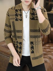 HENGYUANXIANG | High-End Knitted V-Neck Striped Mens Casual Sweater Cardigan Comfortable Fashionable Autumn Wear By Hengyuanxiang