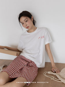 VNOOK | Áo Thun In Chữ Thêu Phong Cách Rộng Rãi