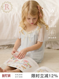 Princess Style Ice Silk Sleep Dress for Girls Lightweight Summer Home Clothes Thin Model RoseTree Childrens Clothing Brand