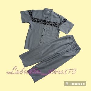 Setelan anak laki-laki lengan pendek usia 3th-10th motif kobata Keenan