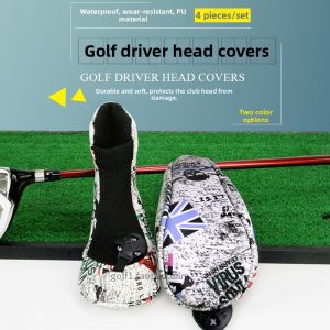 Waterproof PU Golf Iron Wood Cover 4 per Set