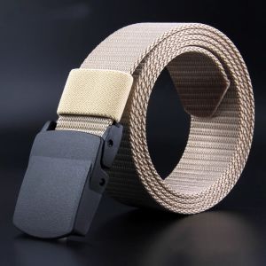 Mens Canvas Belt Plastic Buckle Metal-Free Nylon Tactical Waist Belt Womens Belt Outdoor Hiking Webbing Belt Neutral Belts