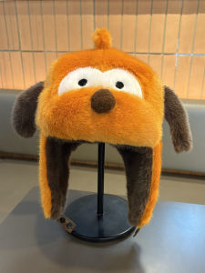 Cute Fluffy Dog Ear Warmer Hat Womens Winter Outdoor Shopping Warmth Protection Cartoon Lei Feng Hat Foldable Thickened Polyester Fiber