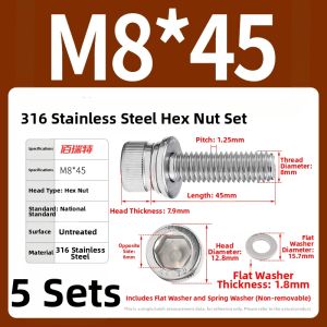 BAIRUITE | 304 Stainless Steel Hexagon Socket Screws and Washer Sets
