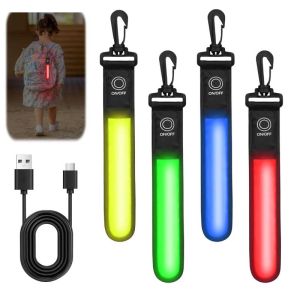 Rechargable Backpack Reflective Strip Cycling Hiking Bag LED Reflector Light Night Safety Walking Running Safety Bag Pendant