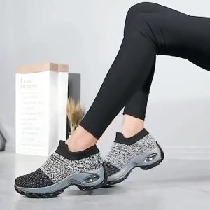 Womens Casual Platform Sneakers Air Cushion Breathable Running Shoes Wedge Jogging Fitness Shoes for Women