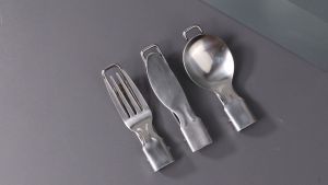 KNIFEZER Set Alat Makan Sendok Garpu Pisau Lipat Portable Cutlery - AOTU