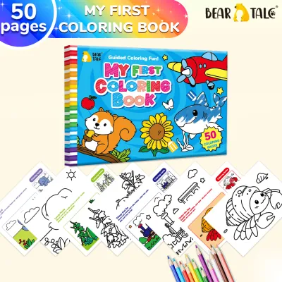 BEAR TALE My First Coloring Book 100 Pages Guided Coloring Fun Early Learning Art Book for Kids Gift