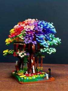 CONUSEA | 2338PCS Colorful Tree House Building Blocks Assembly Puzzle Toy DIY Street View Model Rainbow Flower Treehouse Home Decor Gifts