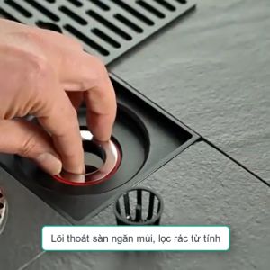 Lõi thoát sàn thông minh từ tính S8P ngăn mùi kiêm lọc rác bằng nhựa ABS kèm 8 giỏ lọc rác