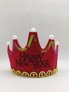 Glowing Merry Christmas And Happy New Year Crown Hat Led Aksesoris Tahun Baru