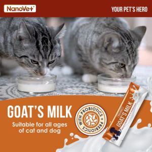 WaggyWaggy Nanovet Pet Goats Milk with Probiotic and Prebiotic Sachet for Cat and Dog 3gm