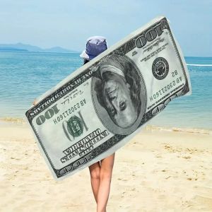 1 Pc Super Absorbent Microfiber Beach Towel with 100 Dollar Bill PrintC)-Lightweight and Quick Drying for Swimming Camping and