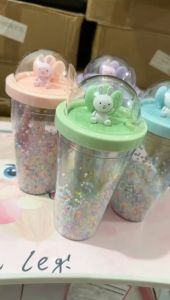 STV Botol Minum Tumbler Glitter & Gelas Kelinci Foam 550ml