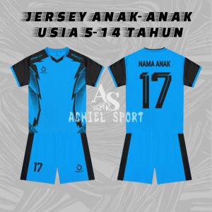 ( GRATIS REQUEST SABLON NAMA & NOMOR ) Satu Set Setelan baju Jersey Olahraga Anak Usia 5-14 Tahun - Baju Sport - Jersey Sepakbola Futsal Badminton Volleyball