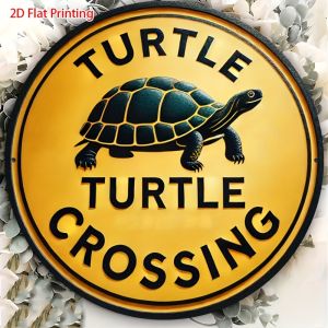 CIFbuy | Vintage Metal Wall Decor Sign 8x8 Inch Turtle Crossing Aluminum Round for Bar Garage Cafe Farmhouse
