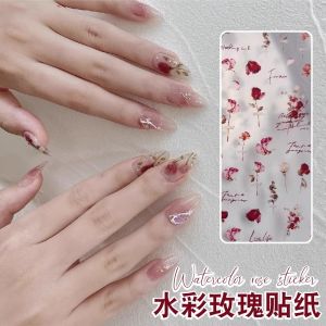 Internet Celebrity Nail Art Rose about Stickers Retro Dark Style Dried Rose Ultra-Thin Easiest for Match Thin Tough Nail Decals