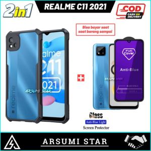 PROMO PAKET MURAH 2 IN 1 CASE REALME C11 2021 CASING TRANSPARAN + ANTI GORES LAYAR