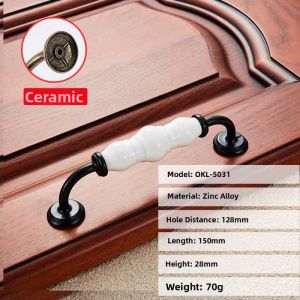 Ceramic Zinc Alloy Black and White Gourd Shaped Furniture Hardware Handle